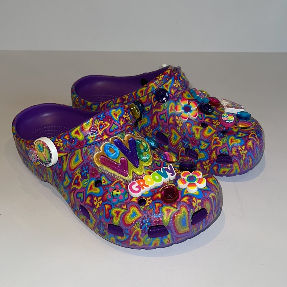 NWT CROCS Limited Edition Lisa Frank Multicolor Classic Clogs With Jibbitz - Picture 5 of 7